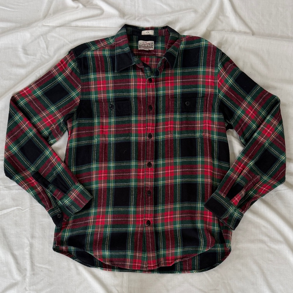 J. Crew Red and Green Plaid Flannel Shirt